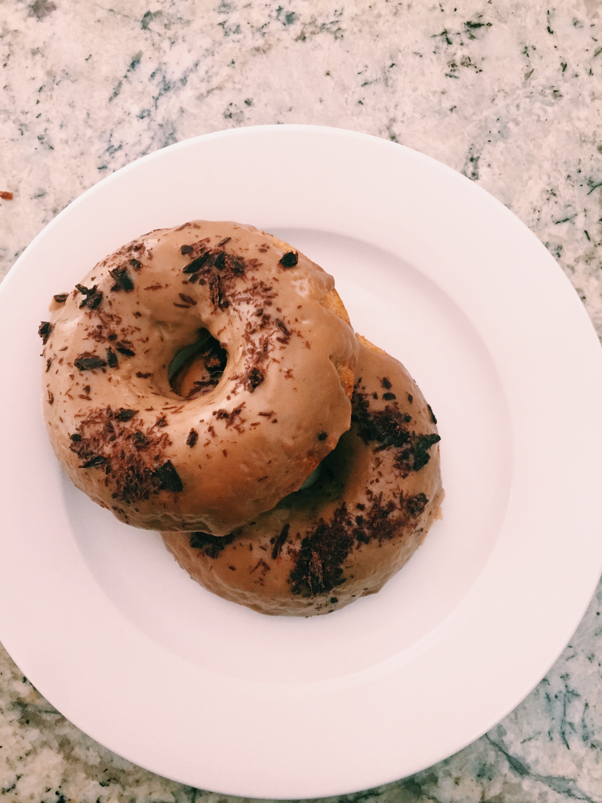 Chocolate Chip Doughnuts with a Salted Caramel Glaze