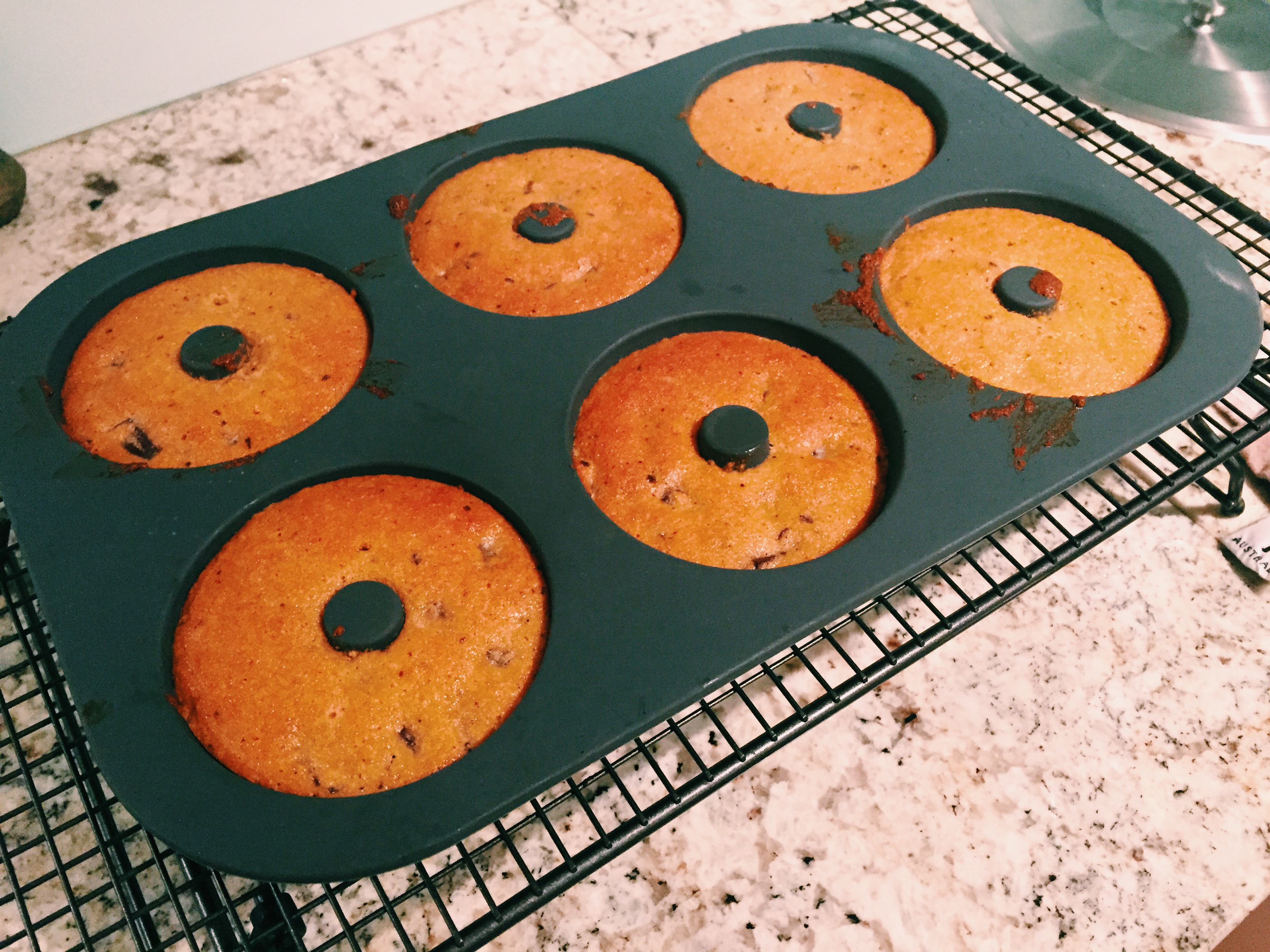 Chocolate Chip Doughnuts with a Salted Caramel Glaze