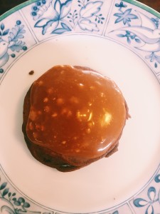 Double Chocolate Pancakes with a Peanut Butter Sauce