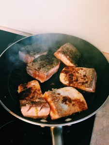 Tamari Salmon and Eggplant Salad