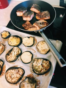 Tamari Salmon and Eggplant Salad