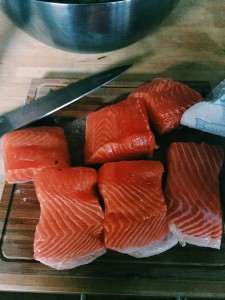 Tamari Salmon and Eggplant Salad