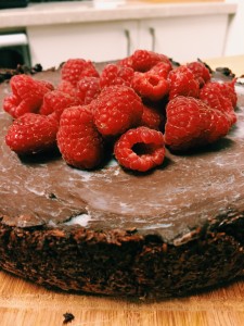 Chocolate Coconut Tart with Raspberries