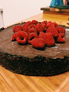 Chocolate Coconut Tart with Raspberries