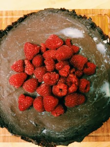 Chocolate Coconut Tart with Raspberries