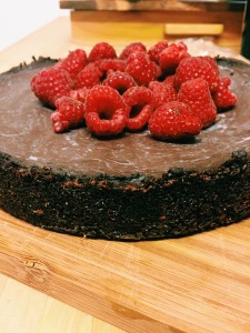 Chocolate Coconut Tart with Raspberries