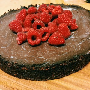 Chocolate Coconut Tart with Raspberries