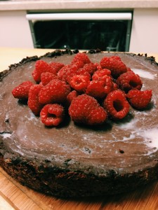 Chocolate Coconut Tart with Raspberries