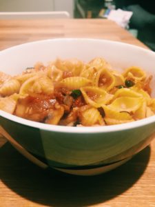 Pasta with a Mushroom and Tomato Sauce