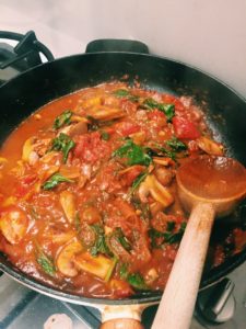 Pasta with a Mushroom and Tomato Sauce
